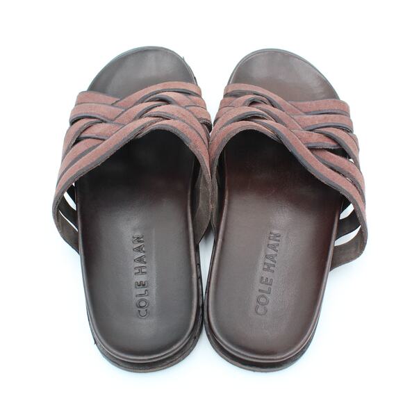 Cole Haan Sandals Mens 8 Brown Suede Leather Slide Slip On Comfort Shoe Resort - Picture 4 of 7